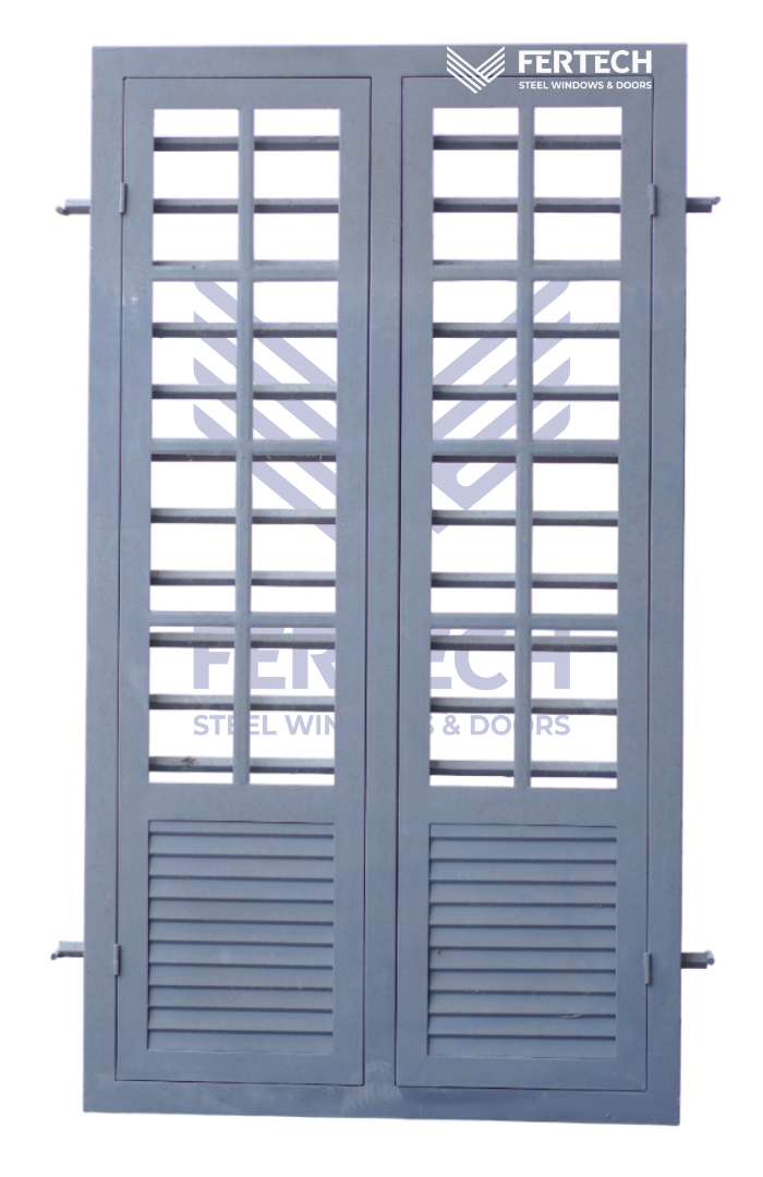 French Two Panel Steel Window with Shutter Design | Fertech Steel ...